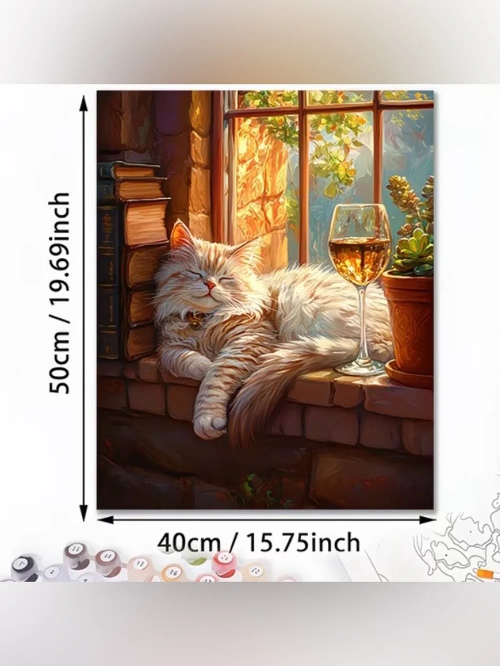 “Sleepy Kitty” Professional Art Kit //Paint by Numbers // Frameless